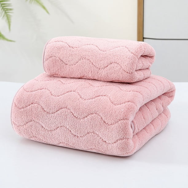 Xiao Hua Juego de 3 toallas de baño rosas, de 70 x 140 cm, de felpa coral, ultrasuaves y altamente absorbentes, ideales para la limpieza facial y corporal, el baño, el gimnasio y para viajes.