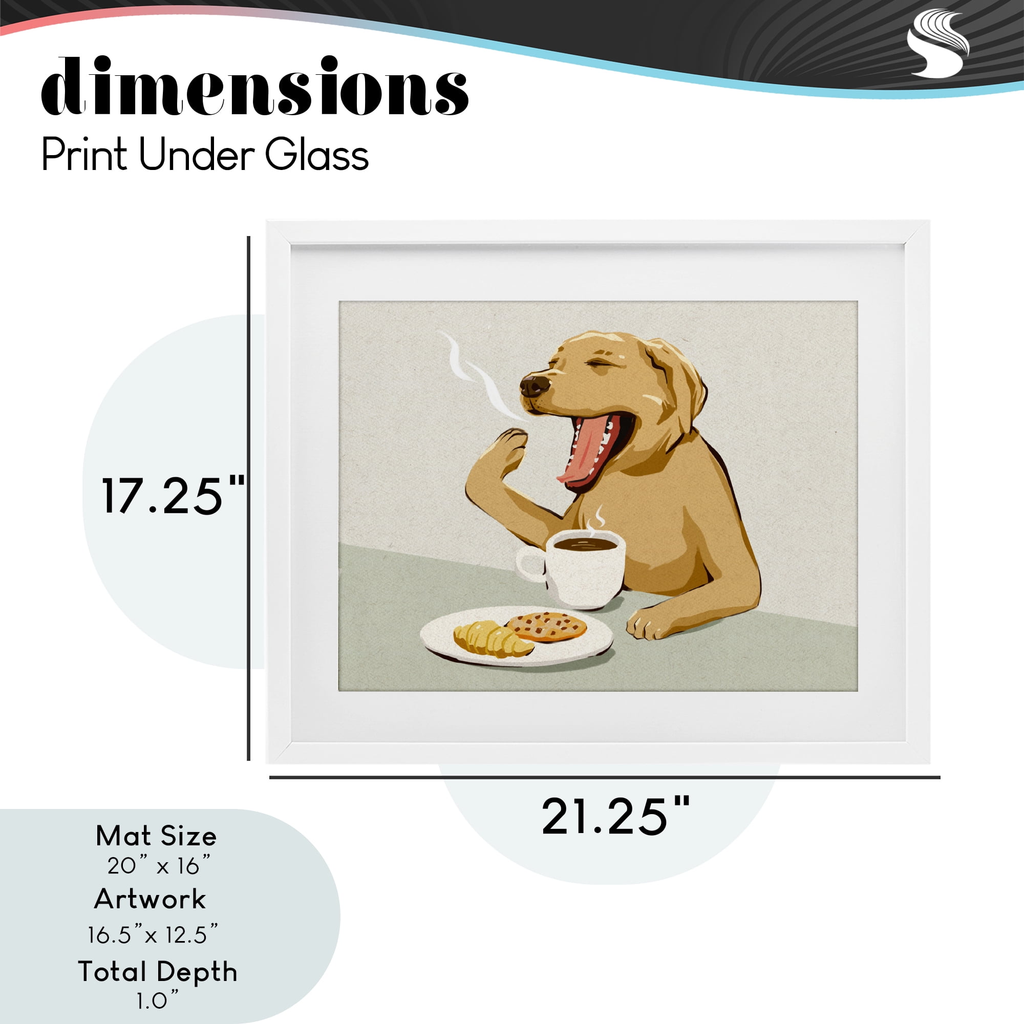 Stupell Industries Yawning Dog with Morning Coffee White Framed Print Under Glass, design by Ziwei Li