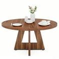 thumbnail image 4 of 47" Round Dining Table for 4, Wooden Farmhouse Kitchen Table, Sturdy Dinner Table for Family Meals & Gatherings (Vintage Brown), 4 of 7