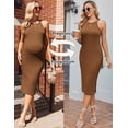 thumbnail image 3 of Ekouaer Women' Sleeveless Maternity Dress Rib Knit Pregnancy Dress Halter Neck Bodycon Pregnancy Clothes, 3 of 6