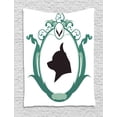 thumbnail image 1 of Chihuahua Tapestry, Dog Portrait in Silhouette Style in Curly Frame, Wall Hanging for Bedroom Living Room Dorm Decor, 40W X 60L Inches, Laurel Green Jade Green Charcoal Grey White, by Ambesonne, 1 of 2