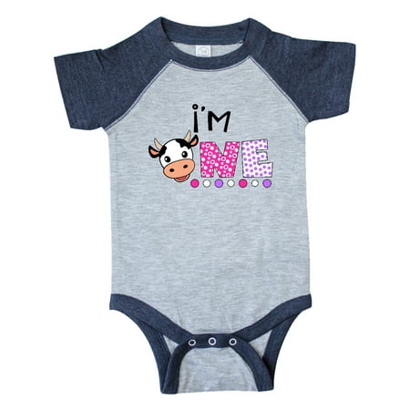 

Inktastic I m 1 Cute Cow and Polka Dots Gift Baby Boy or Baby Girl Bodysuit