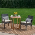 thumbnail image 2 of GDF Studio Typhaine Outdoor Acacia Wood and Wicker 3 Piece Bistro Set with Cushions, Teak, Multibrown, and Beige, 2 of 13