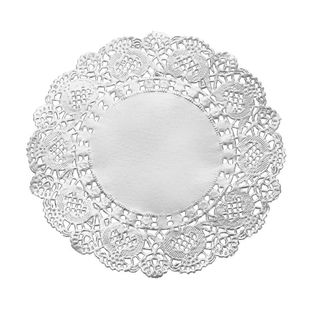 Uxcell 100 Pcs Servilletas de Papel de 5.5 Pulgadas Redondas de Encaje, Manteles Decorativos Desechables para Comidas y Fiestas, Plateado