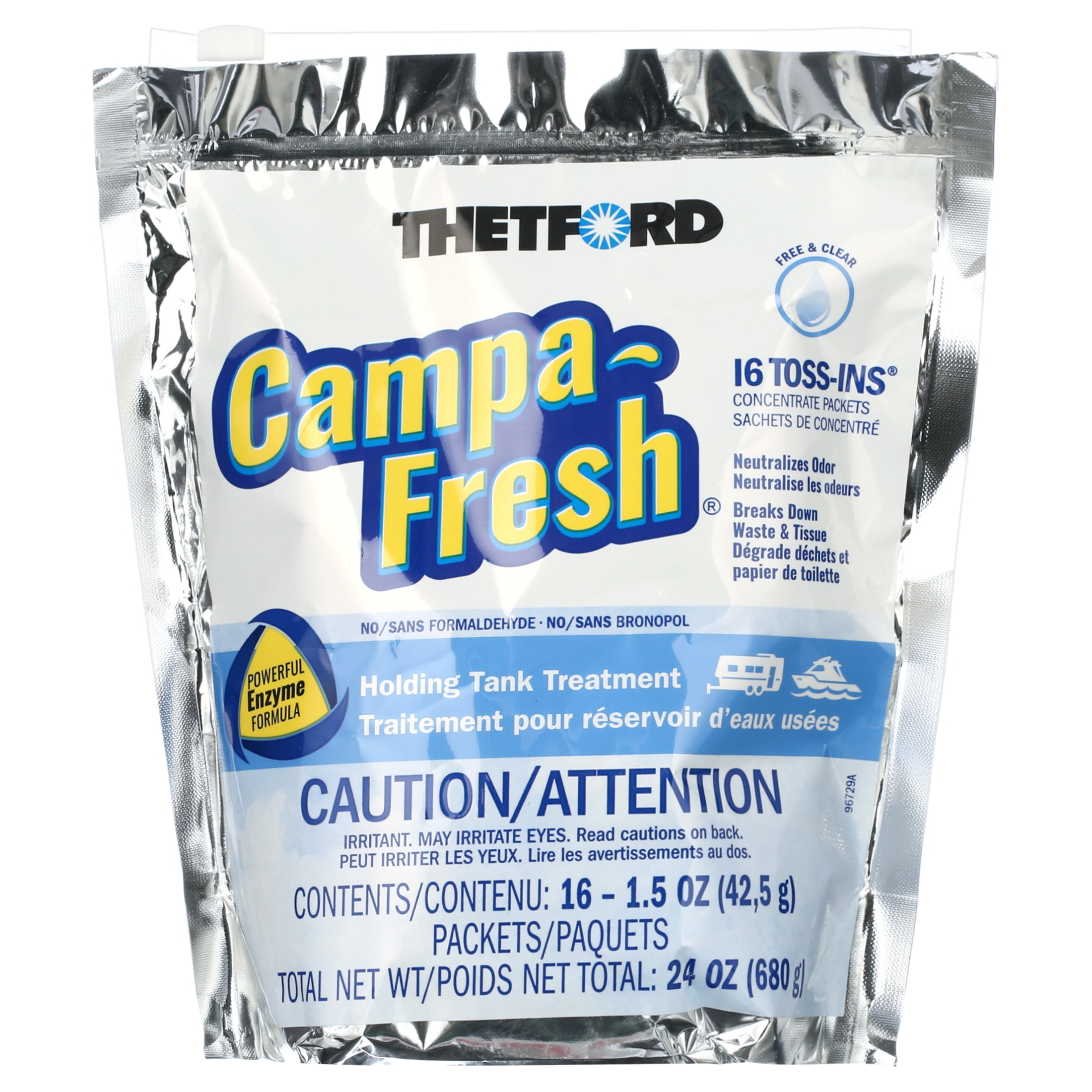 (2 pack) Thetford Campa-Fresh® Free & Clear RV and Marine Holding Tank Treatment, 16-Ct Toss-Ins (96726)