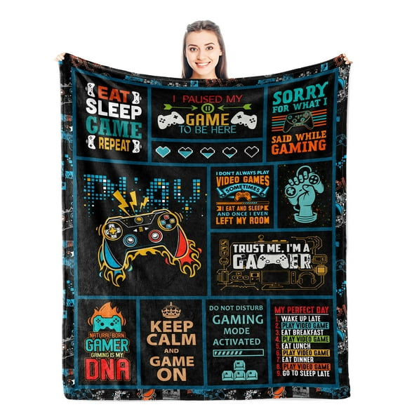 LHSHID Game Room Decor for Boys Men Girl Women Gaming Game Room Decor Fleece Blanket 60x80in