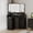 black, variant on Corner Vanity Desk with Mirror and Lights, Modern Makeup Vanity Table with Charging Station, 2 Drawers, Open Shelves & Storage Cabinets, Wooden Dressing Table for Bedroom