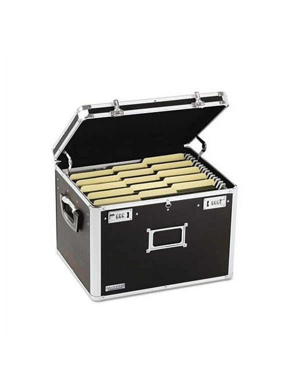 Locking File Chest with  Adjustable File Rails Letter/Legal Files, 17.5" x 14" x 12.5", Black