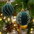 thumbnail image 4 of Christmas Ornaments,2.63in/60mm Flocked Christmas Balls Hanging Balls Glitter Plastic Balls Christmas Tree Ornament Set Of Four Christmas Indoor and Outdoor Decorations,Green, 4 of 6