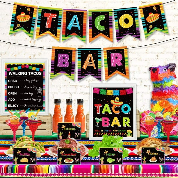 Taco Bar Decoration Kit Mexican Fiesta Party Decorations Taco Bar Banner Sign Tent Garland For Cinco De Mayo Fiesta Mexican Theme Party Bachelorette Bridal Shower Wedding Birthday Taco Party Supplies Walmart Com
