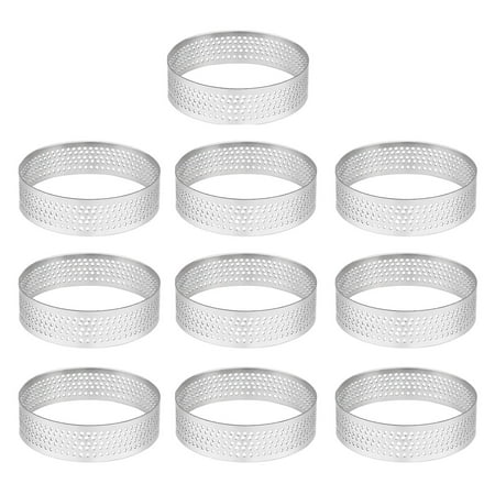 

Xigeapg 10Pcs 4.5cm Round Stainless Perforated Seamless Tart Ring Quiche Ring Tart Pan Pie Tart Ring with Hole Tart Shell Ring