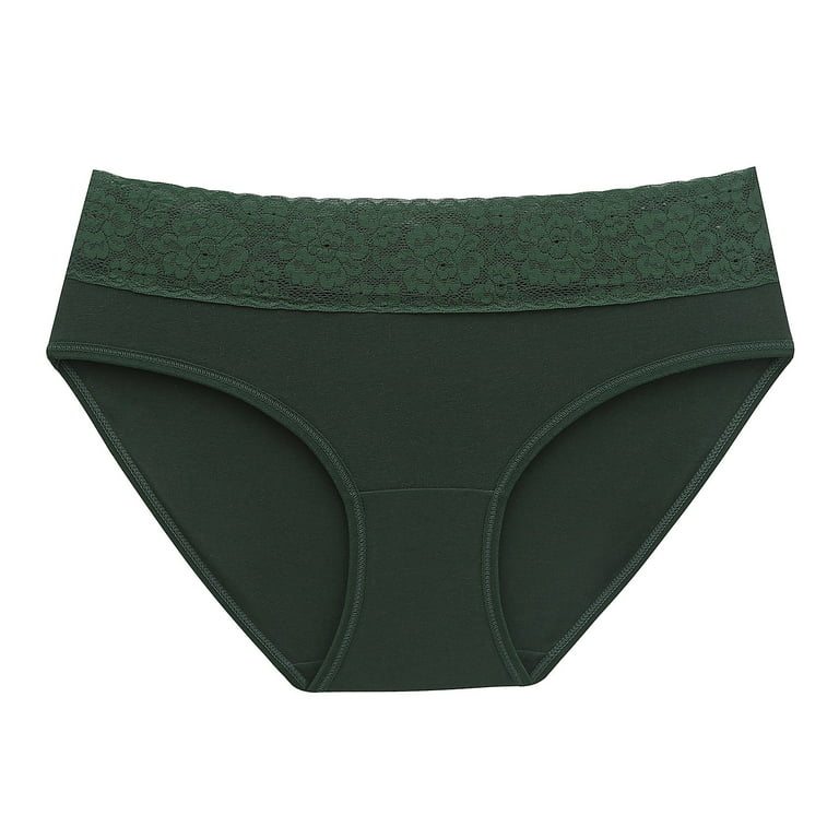 CBGELRT Underwear Women Women's Cotton Briefs Plus Size Floral Lace Panties  for Women Solid Color High Waist Underpants plus Size Thong Lingerie Green  L 