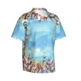 thumbnail image 2 of Daiia Sea and Fish Hawaiian Shirt for Men Gentle Cotton Regular Short Sleeve Casual-Medium, 2 of 9
