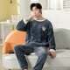 thumbnail image 1 of Conjunto de pijama de franela de manga larga para hombre, ropa de dormir de terciopelo Coral, holgada, coreana, invierno, 2022, 1 of 4