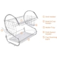 thumbnail image 4 of Youngshion Durable Stainless Steel Dish Drying Rack for Kitchen Counter, Large Capacity 2-Tier Dish Rack with Utensil Holder and Drain Board 15.7 x 9.7 x 14.6 inch, 4 of 9