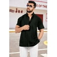 thumbnail image 5 of LA LEELA Men's Hawaiian Shirt Solid Casual Short Sleeve Button Down Beach Shirts for Men XXL Black, Plain, 5 of 5
