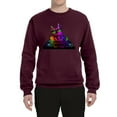 thumbnail image 2 of Neon Retro Rainbow DJ MC Hip Hop Cat | Mens Cat Lover Crewneck Graphic Sweatshirt, Maroon, X-Large, 2 of 4