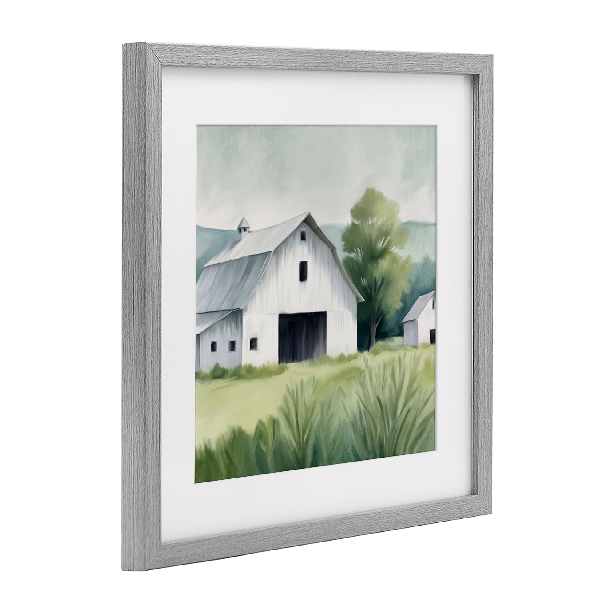 Stupell Industries Farm Home White Barn Gray Framed Print Under Glass, design by Kim Allen