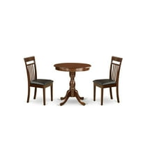 East West Furniture - ESCA3-MAH-LC - 3-Pc Kitchen Dining Set - 1 Kitchen Dining Table and 2 Dining Room Chairs (Mahogany Finish)