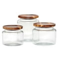 Anchor Hocking Airtight Food Storage Glass Jars with Acacia Lids, Set