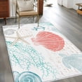 thumbnail image 2 of Hallway Runner Rug 2.7'x5', Teal Red Coastal Nautical Long Non-slip Runner Rugs, Beach Sea Turtle Ocean Coral Starfish Outdoor Indoor Throw Floor Carpet Mat for Living Room/Bedroom/Office/Laundry, 2 of 9