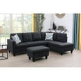 thumbnail image 6 of Starhome L Shaped Black Gray Couch with Ottoman(Pillows Included) Microfiber, 6 of 12