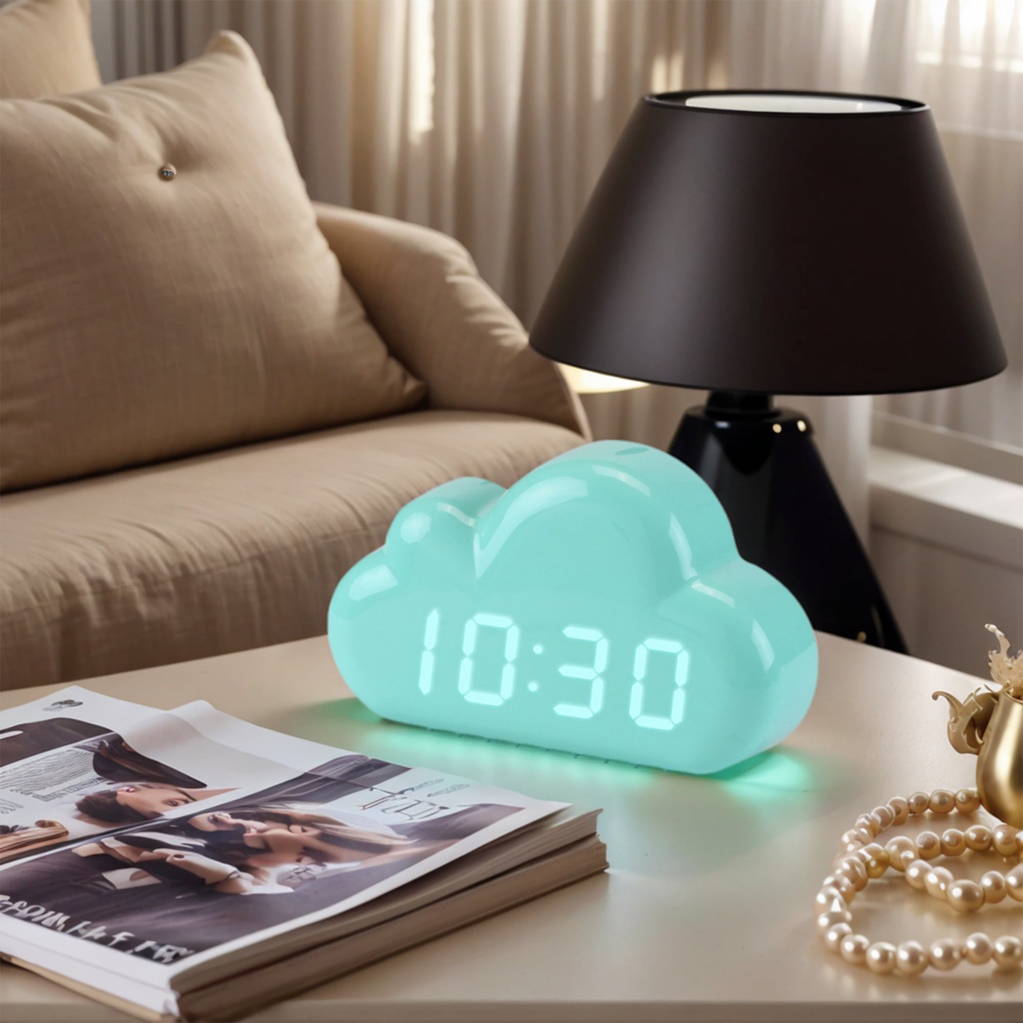 Unique Bargains Cloud Design Adjustable Brightness Alarm Clock Blue 5.9"L x 1.6"W x 3.5"H