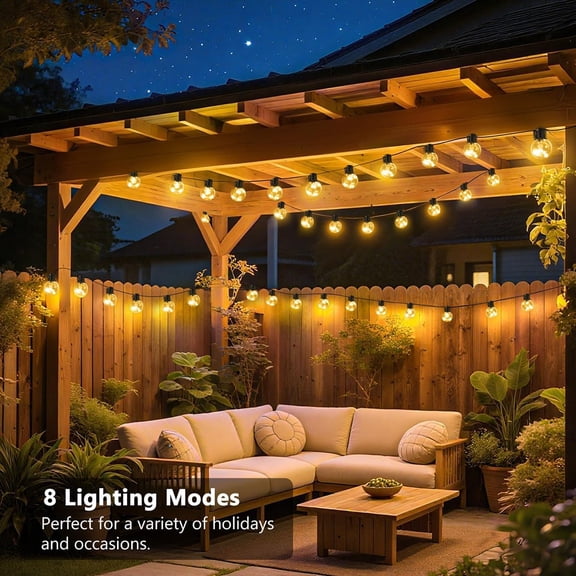 YJYASX-Outdoor String Lights Battery Operated, 22ft 20 LED Bulbs Hanging Lights Dimmable with Timer, Globe Bulb Shatterproof & Waterproof for Outdoor Indoor Patio Backyard Balcony Decor - Warm White