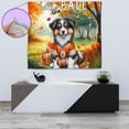thumbnail image 4 of Hello Fall Miniature American Shepherd Football Welcome Autumn with Leaves Pumpkins Tapestry MAS Dog Lover Gifts Wall Hanging Backdrop Home Decor - 00012, 4 of 5