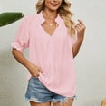 thumbnail image 4 of Bigersell Spring Tops for Women Round-Neck Solid Color Chiffon Lace Short Sleeve Tops Plus Muscle Round Neck Short Sleeve Western T Shirts Style B16471,M, 4 of 7