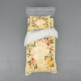 thumbnail image 2 of Ambesonne Vintage Bedding Set 4 Pcs, Leaves Roses Floral, Queen, Yellow Green Pink, 2 of 3
