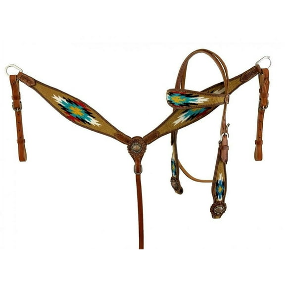 Showman Headstall & Breast Collar Set w/ Wool Southwest Blanket Inlay