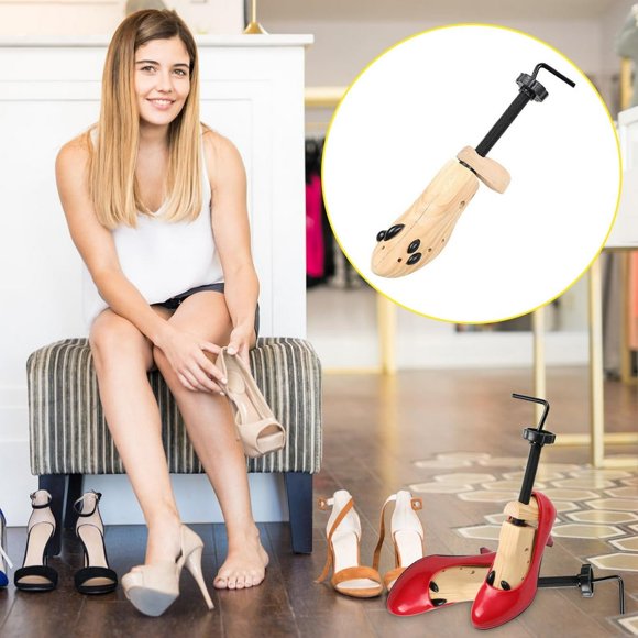 Chok Professional Wooden Shoe Stretcher for Men Women Adjustable Length Width Shoe Tree Expander for High Heels Flats Boots Premium Cedar Wood Construction