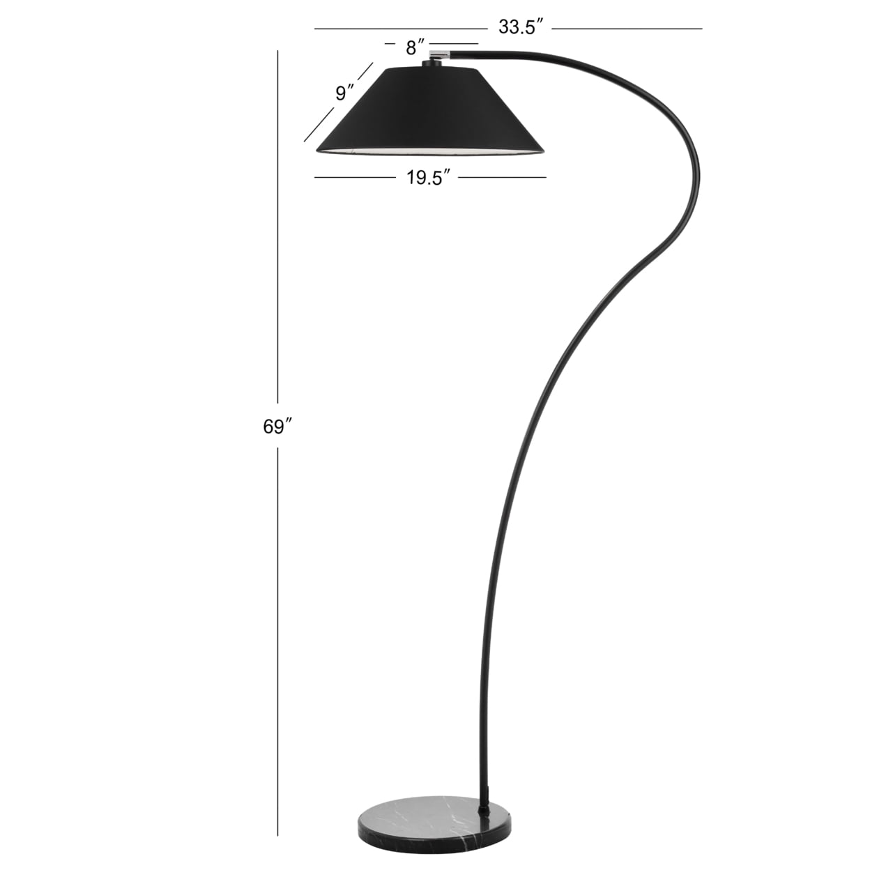 Safavieh Lumi 69 Modern Black Arc Floor Lamp Midcentury Modern Shades