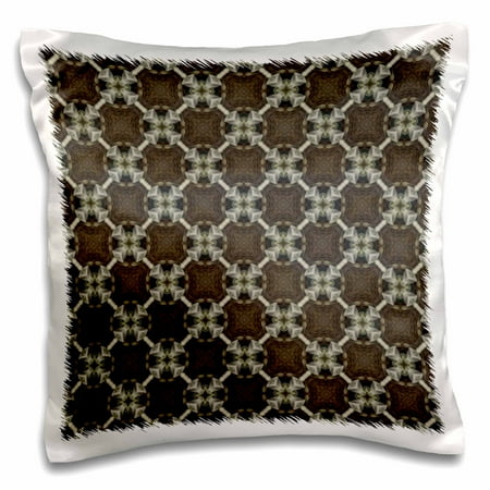 Criss Cross Pattern - 3dRose Taupe, cream, and black crisscross geometric flowers and diamonds pattern - Pillow Case, 16 by 16-inch
