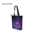 thumbnail image 7 of Zipper canvas bag large capacity large size practical handbag durable Canvas with leather material Purple Alien, 7 of 7
