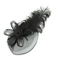 thumbnail image 1 of Chic Headwear Large Peacock Feather Rose Fascinator - Black, 1 of 1
