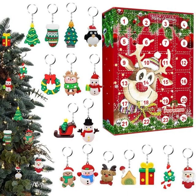 Calendario de Adviento de Navidad, llaveros creativos de Cuenta Regresiva para vacaciones, adornos creativos, recuerdo de Fiesta infantil, regalos