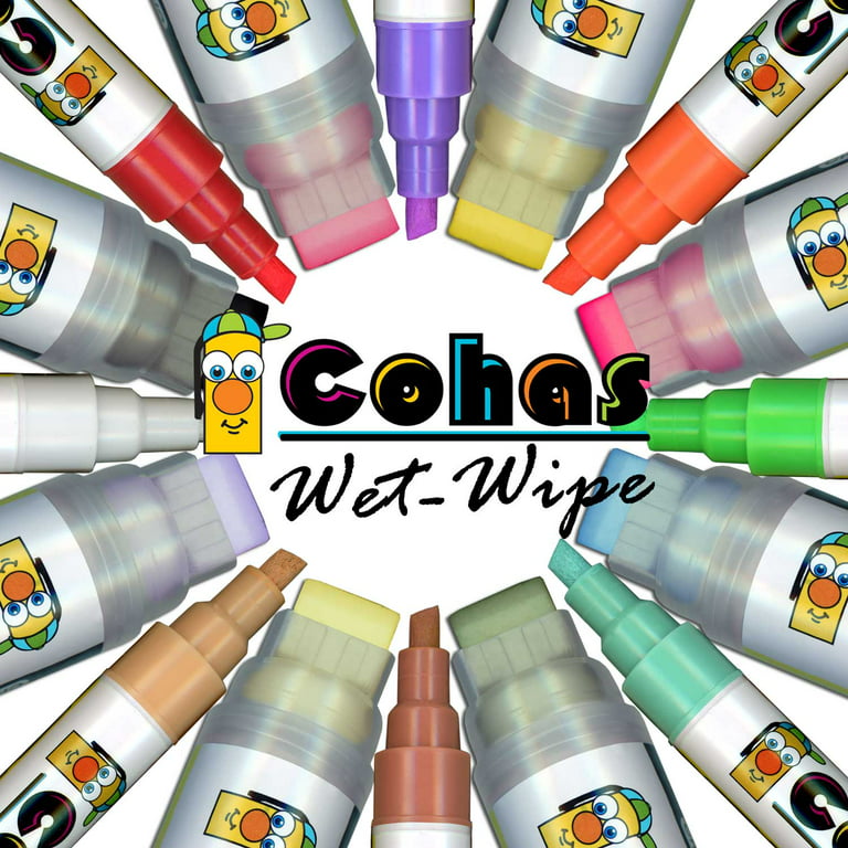 Cohas Wet-Wipe Black Liquid Chalk Marker with Reversible Tip