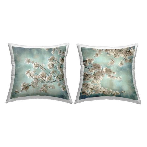 Stupell Industries Budding Spring Cherry Blossoms Printed Throw Pillow Design by John Seba (Set of 2)