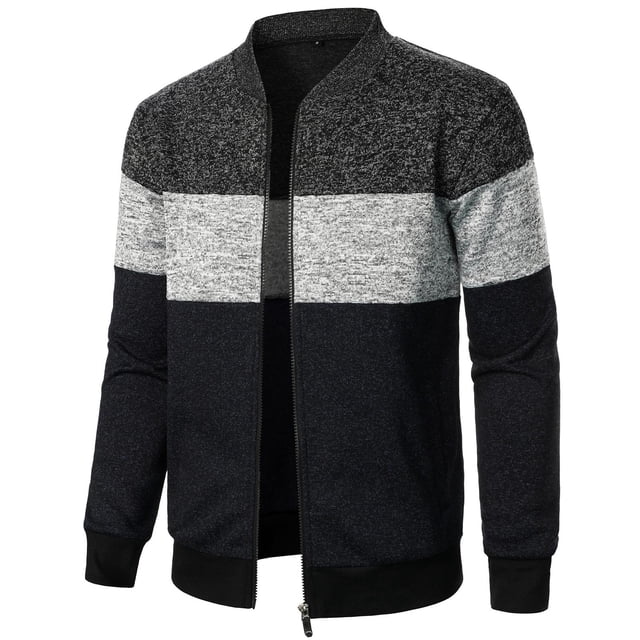 Uinagy Cardigan Tricoté Patchwork pour Hommes