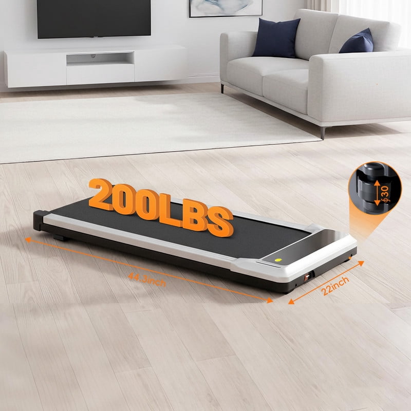 Simenmax Walking Pad, Under Desk Treadmill for Home Office, Quiet Portable Treadmill for Small Spaces, Apartments, Remote Control & LED Display,Silver