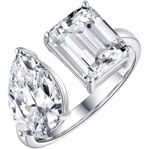 6 Carat Moissanite Rings for Women S925 Sterling Silver Lab Grown Diamond Wedding Ring for Bride Simulated Diamond Promise Ring Fiancee Wife Anniversary Rings Daily Wear