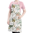 thumbnail image 5 of Colorful Dinosaurs Floral Pattern Apron-Garden Aprons for Women with Pockets-Cotton Linen Waterproof Kitchen Cooking Gardening Aprons Adjustable for Kitchen,Cooking,BBQ and Salon 33x27 Inch, 5 of 7