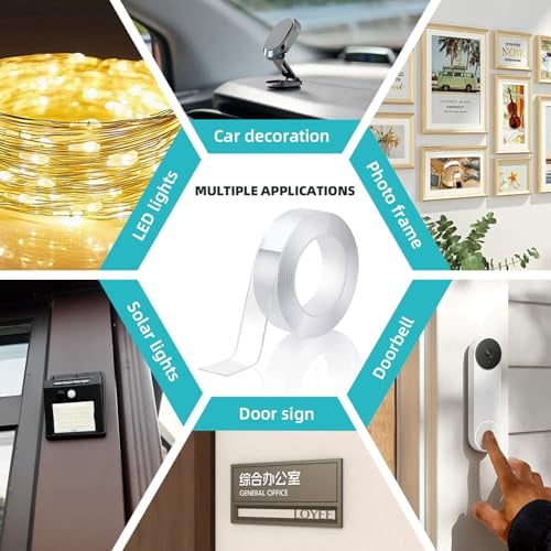 Tekola Double Sided Tape Heavy Duty 1.2in×20ft, Nano Tape Double Sided, Removable Traceless Two Sided Adhesive Tape, Clear Mounting Tape Double Sided Tape for Walls, Hanging Picture,Poster,Carpet