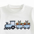 thumbnail image 4 of Kaprioy Baby Boy Easter Outfits Toddler Boys Summer Clothes Short Sleeve Easter Rabbit Truck Embroidery T-Shirt Striped Solid Shorts 2Pcs Set, 4 of 5