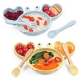 thumbnail image 5 of Cuenco de succión antideslizante de silicona para bebé, plato, cuchara, juego de tazas, babero impermeable, platos de cangrejo para bebé, tazón de alimentación de comida para niños sin BPA, 9 piezas, 5 of 5