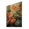 thumbnail image 2 of Designart "Tropical Foliage in Orange and Green I" Tropical Print on Natural Pine Wood, 2 of 5