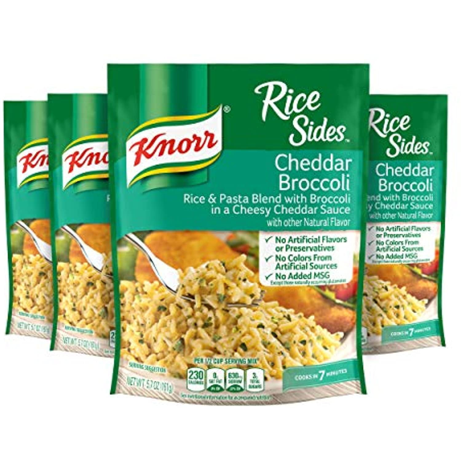 Knorr Rice Sides Dish, Cheddar Broccoli, 5.7 Oz, Pack Of 4