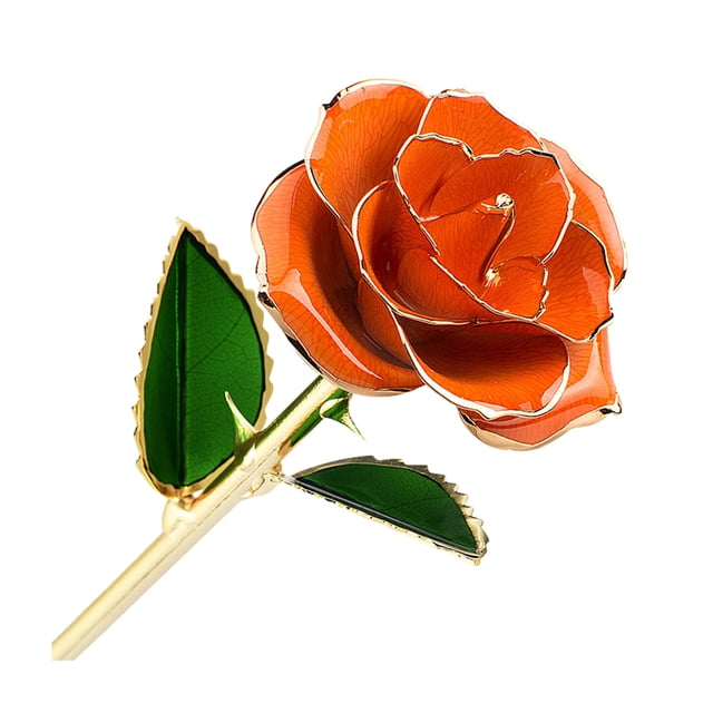 Billuyoard Rosas chapadas en oro Forever Blooming para un regalo atemporal Exquisita artesanía y exquisita Decoración naranja